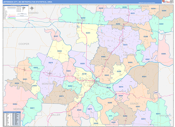 Jefferson City Metro Area Wall Map